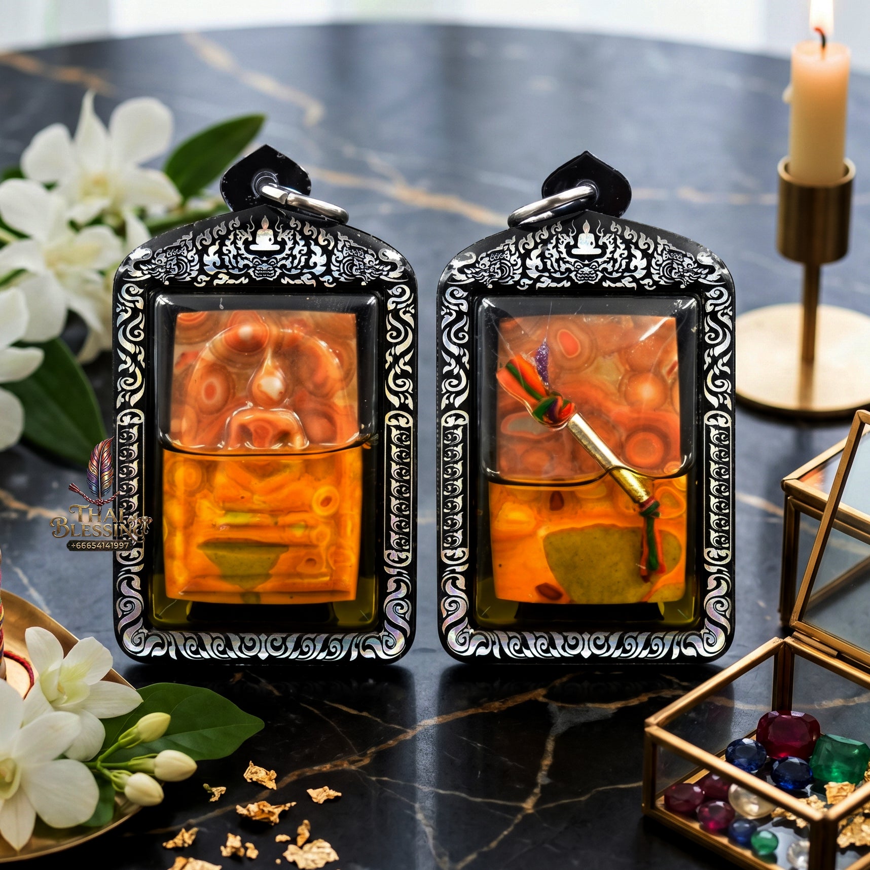 ✨👑💎 Authentic Thai Amulet Crystalline Relic Abundance Node - Ta Phoon Hand-Carved Hin Phra That Sam Roi Yod Somdet Oil, 2017 Legacy Batch