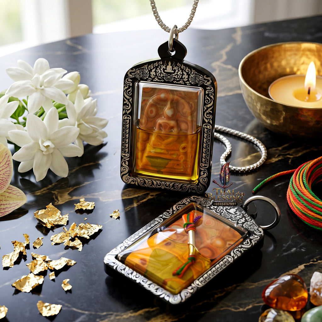 ✨👑💎 Authentic Thai Amulet Crystalline Relic Abundance Node - Ta Phoon Hand-Carved Hin Phra That Sam Roi Yod Somdet Oil, 2017 Legacy Batch