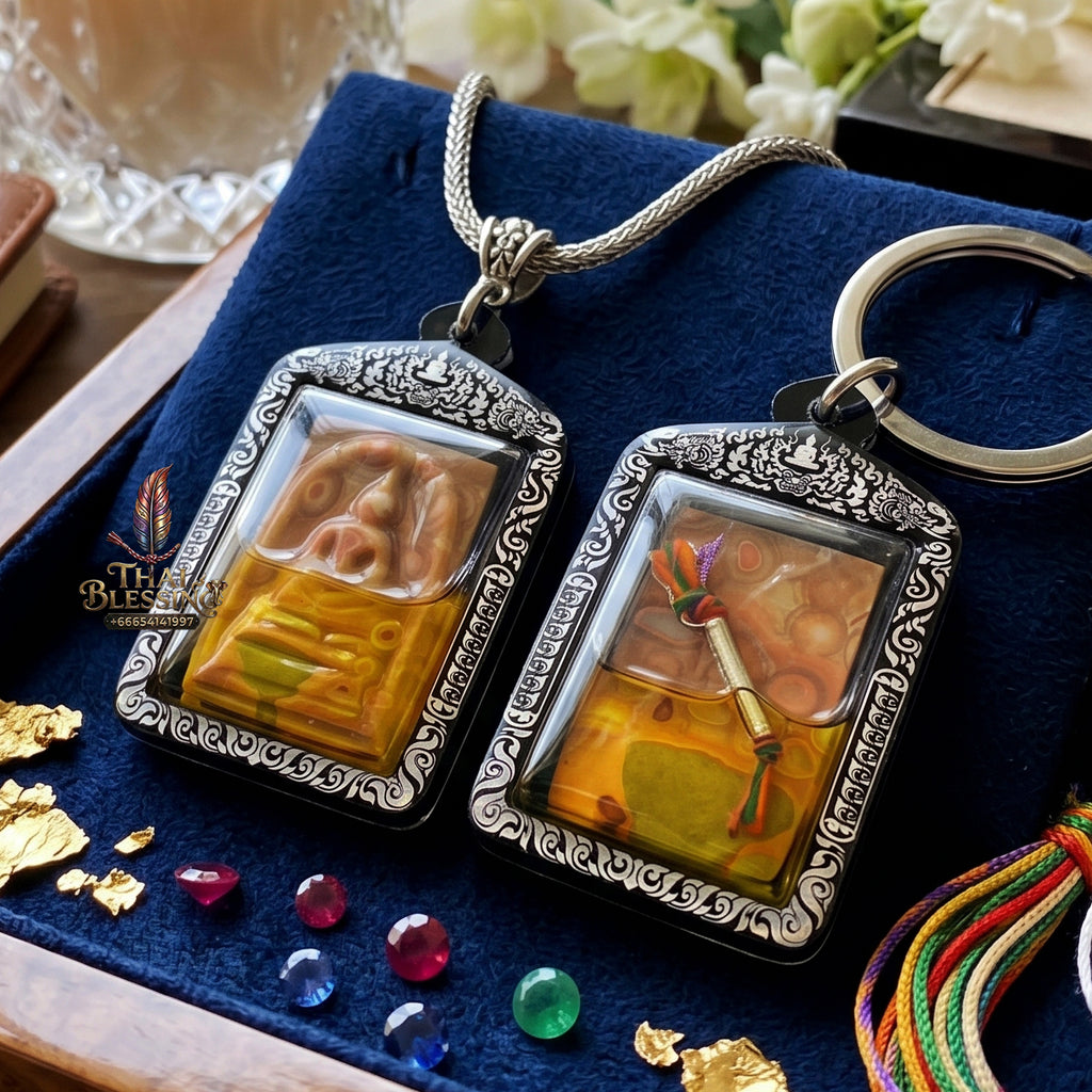 ✨👑💎 Authentic Thai Amulet Crystalline Relic Abundance Node - Ta Phoon Hand-Carved Hin Phra That Sam Roi Yod Somdet Oil, 2017 Legacy Batch