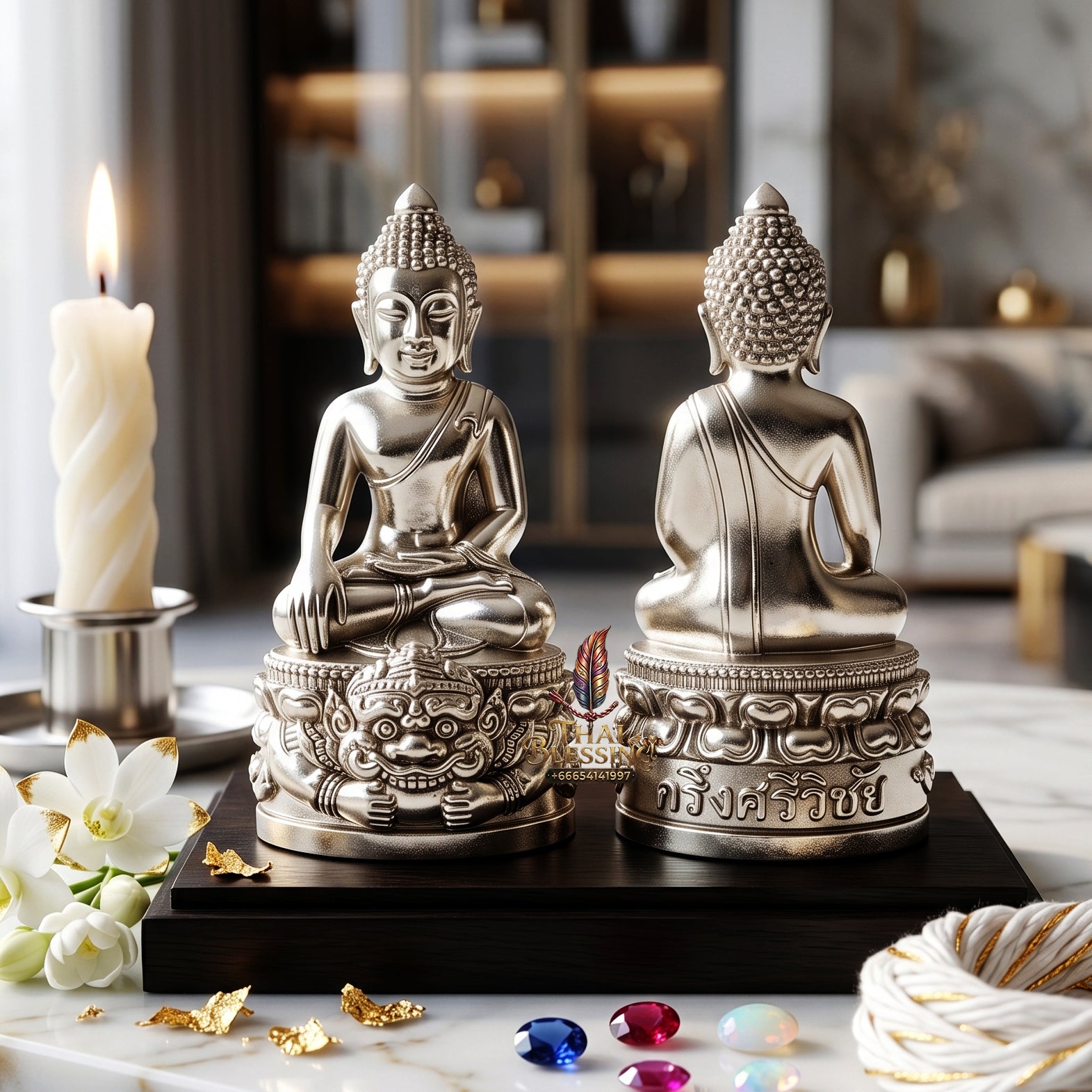 ✨👑🔔 Authentic Thai Amulet Sovereign Srivijaya Kring Node - Phor Than Kloi Thong Khao White Bronze Buddha, 2014 Heritage Asset