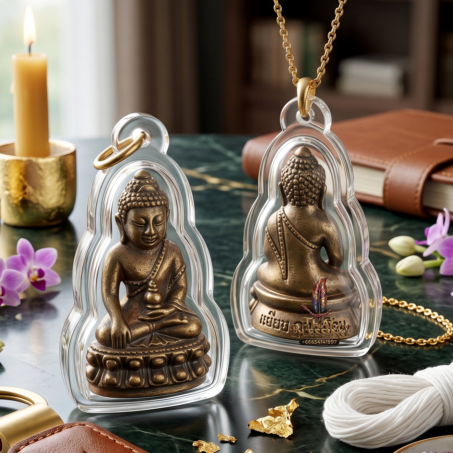 ✨👑💰 Authentic Thai Amulet Sovereign Victory Micro-Node - Luang Phor Mian Phra Chaiwat Puttho, 2014 Sao Ha Billionaire Series Bronz Waterproof