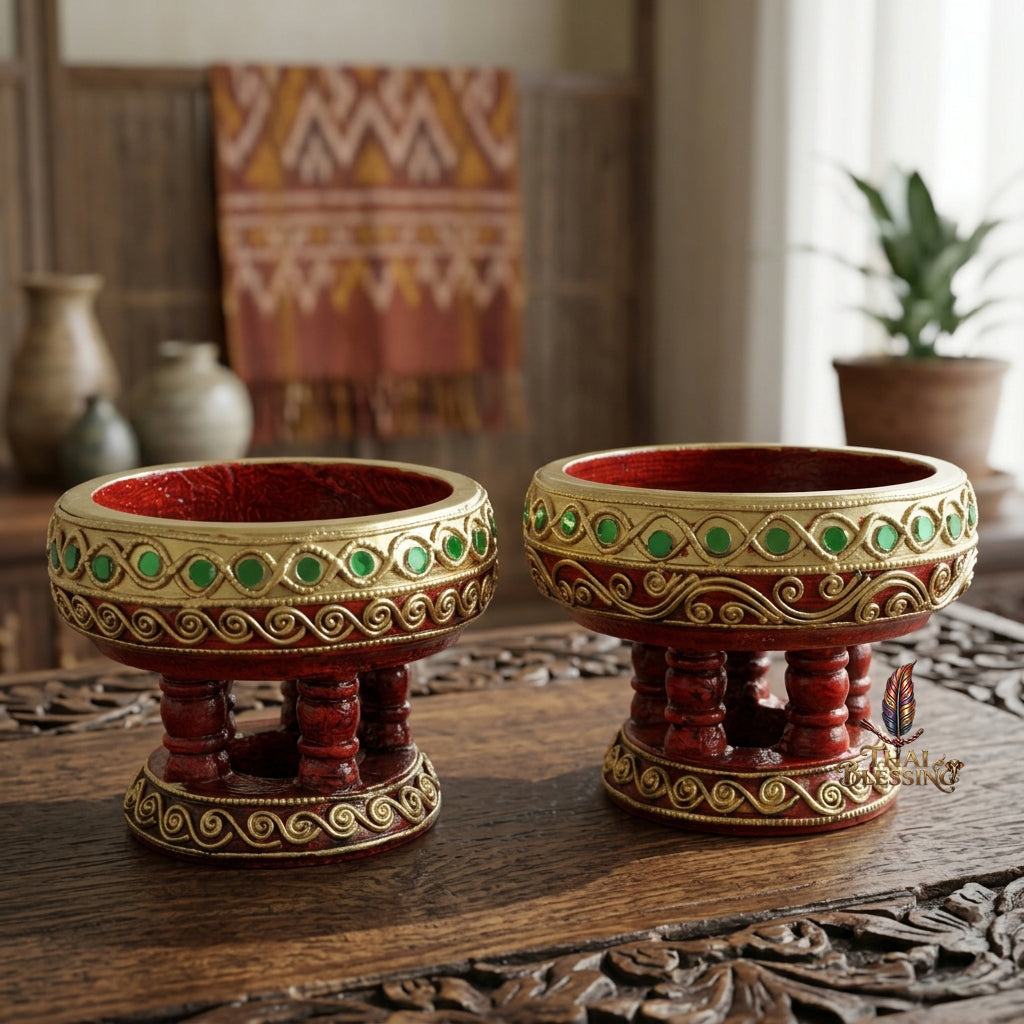🔱 Handcrafted Traditional Thai Wooden Khantoke (The Lanna Elegance Series): Multi-Scale Diameter Spectrum (4" to 18") – Authentic Hand-Carved Mastery for Cultural Prestige, Sacred Presentations & High-End Food Aesthetics!