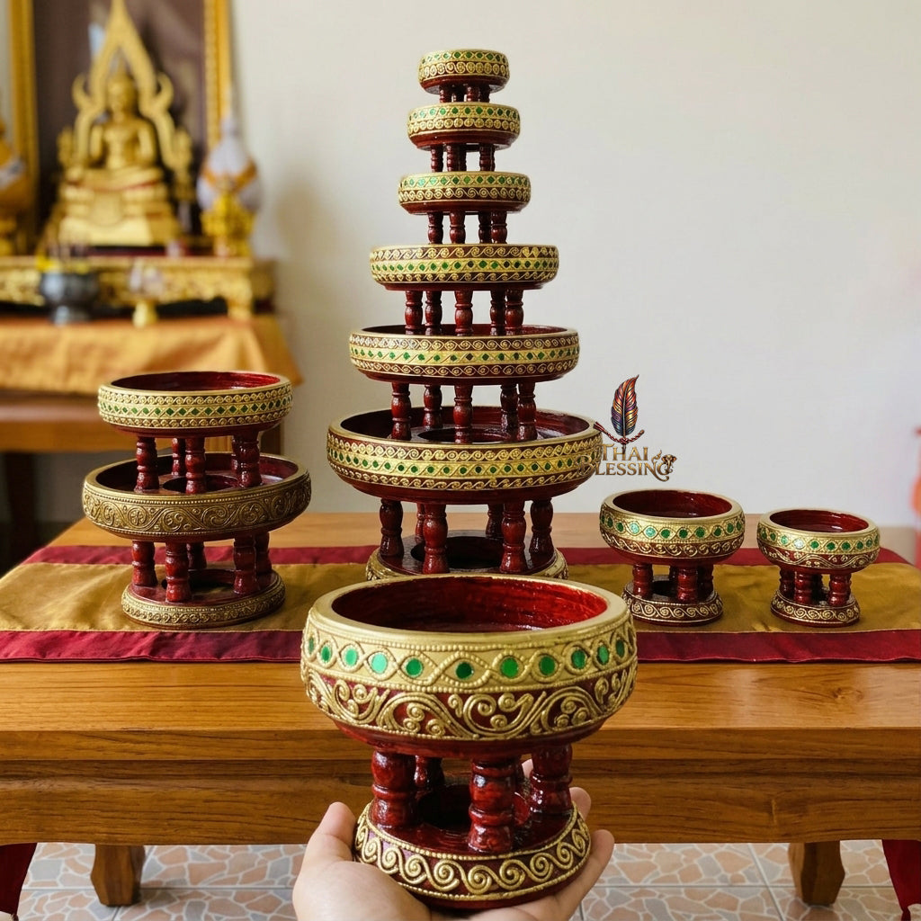 🔱 Handcrafted Traditional Thai Wooden Khantoke (The Lanna Elegance Series): Multi-Scale Diameter Spectrum (4" to 18") – Authentic Hand-Carved Mastery for Cultural Prestige, Sacred Presentations & High-End Food Aesthetics!