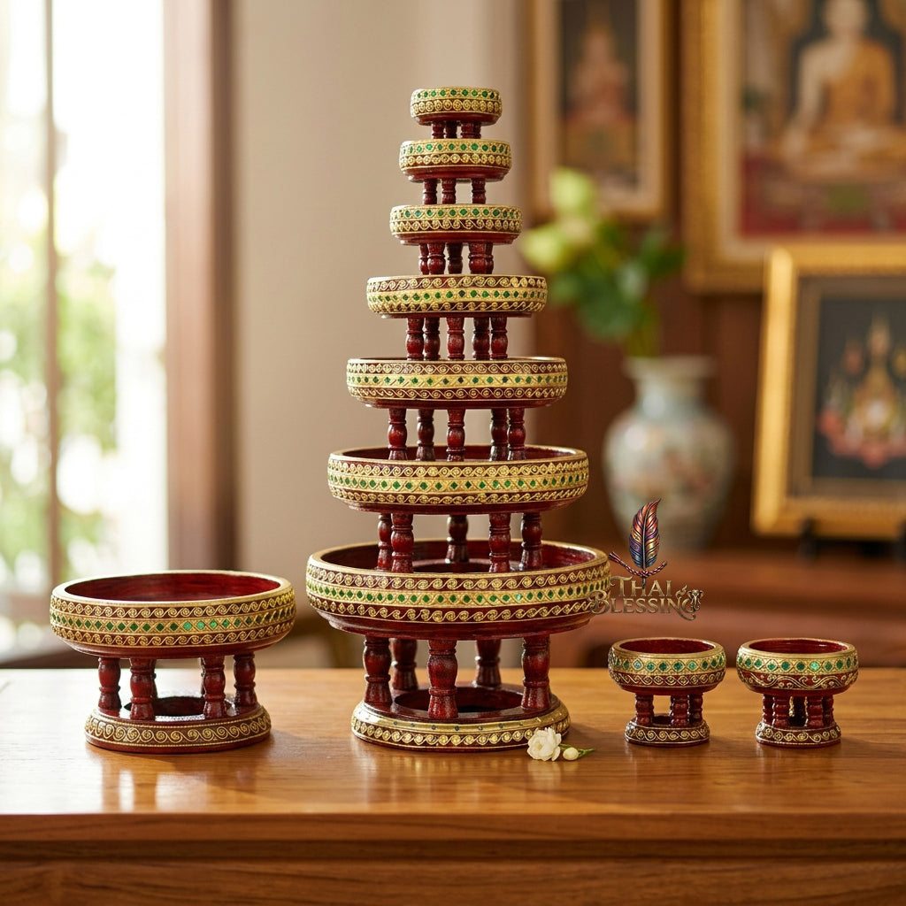 🔱 Handcrafted Traditional Thai Wooden Khantoke (The Lanna Elegance Series): Multi-Scale Diameter Spectrum (4" to 18") – Authentic Hand-Carved Mastery for Cultural Prestige, Sacred Presentations & High-End Food Aesthetics!