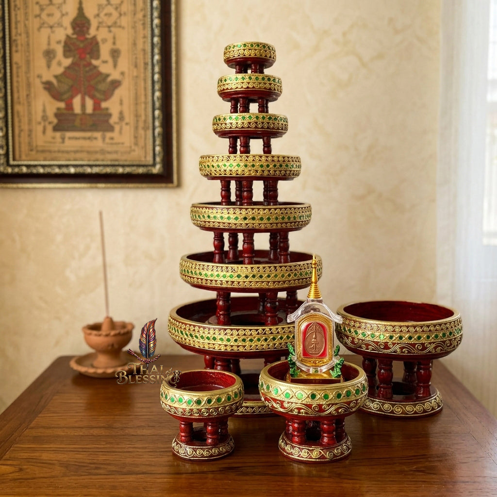 🔱 Handcrafted Traditional Thai Wooden Khantoke (The Lanna Elegance Series): Multi-Scale Diameter Spectrum (4" to 18") – Authentic Hand-Carved Mastery for Cultural Prestige, Sacred Presentations & High-End Food Aesthetics!