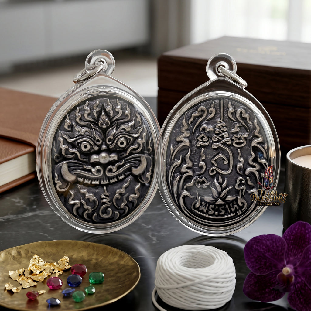 ✨👑🌑 Authentic Thai Amulet Phra Rahu Destiny Realignment Node - Luang Pu Rod Samrit Bronze Medal, 2019 Wealth & Governance Asset