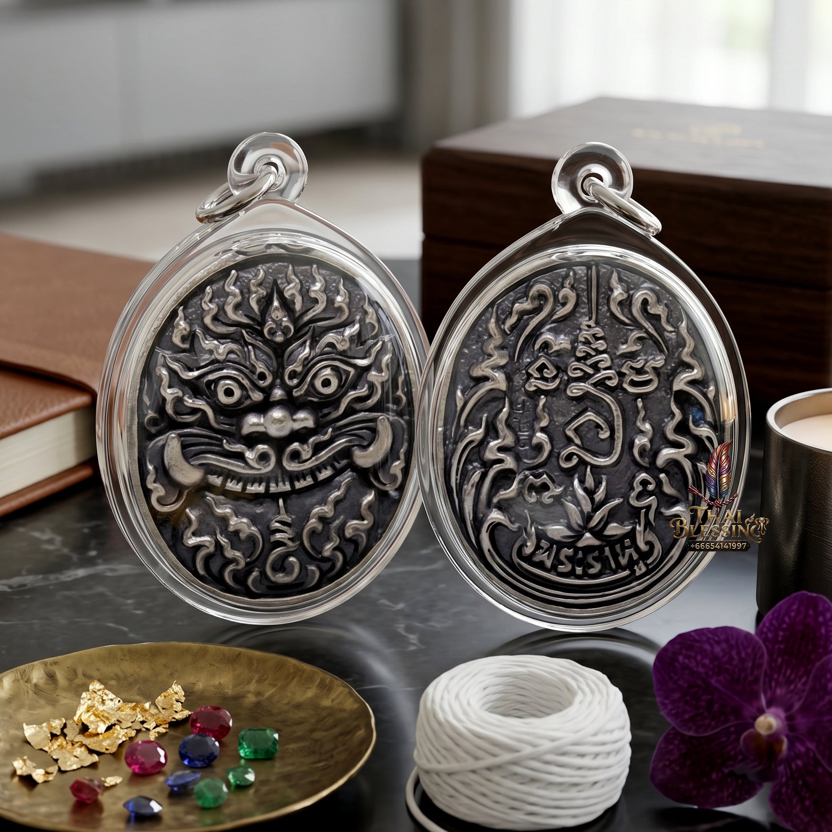 ✨👑🌑 Authentic Thai Amulet Phra Rahu Destiny Realignment Node - Luang Pu Rod Samrit Bronze Medal, 2019 Wealth & Governance Asset