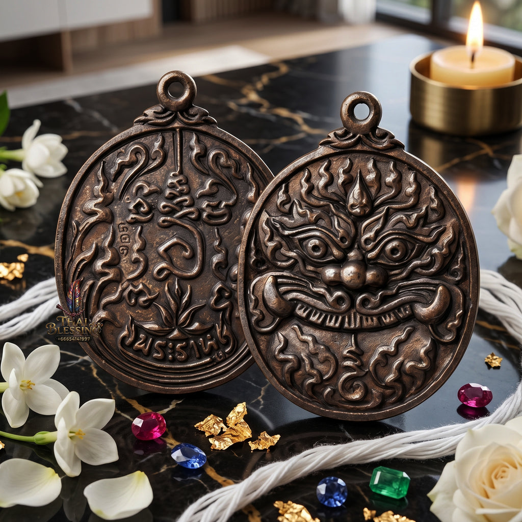 ✨👑🌑 Authentic Thai Amulet Phra Rahu Destiny Realignment Node - Luang Pu Rod Samrit Bronze Medal, 2019 Wealth & Governance Asset