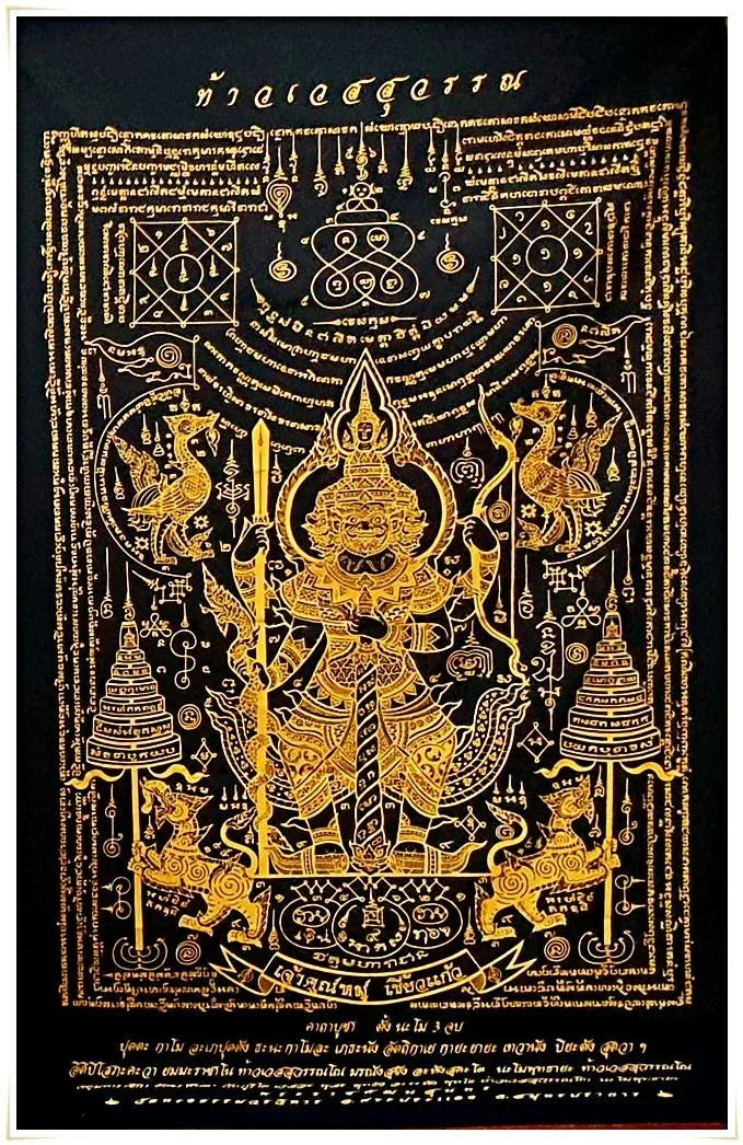 🪬Thao Wessuwan Magic Talisman Cloth – Large 60 × 100 in Guarding Banner by Chao Khun Moo Khiao Kaew & Luang Pho It, Wat Chulamani