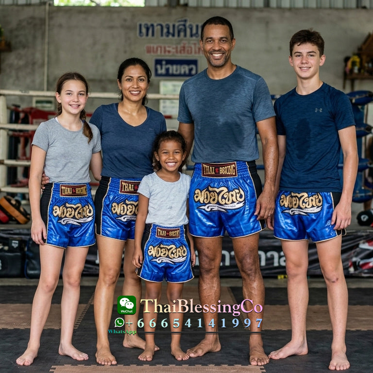 🏮 The Aero-Warrior: Premium Mesh-Tech Muay Thai Shorts – Breathable Side-Panel Satin Trunks, Advanced Ventilation Series, Handcrafted Export Grade for All Ages (Blue Muay Thai shorts)
