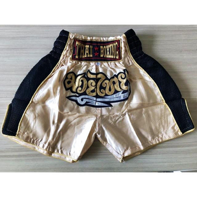 🏮 The Aero-Warrior: Premium Mesh-Tech Muay Thai Shorts – Breathable Side-Panel Satin Trunks, Advanced Ventilation Series, Handcrafted Export Grade for All Ages (Cream-colored Muay Thai shorts)