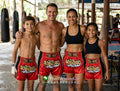 🏮 The Aero-Warrior: Premium Mesh-Tech Muay Thai Shorts – Breathable Side-Panel Satin Trunks, Advanced Ventilation Series, Handcrafted Export Grade for All Ages (Red Muay Thai shorts)