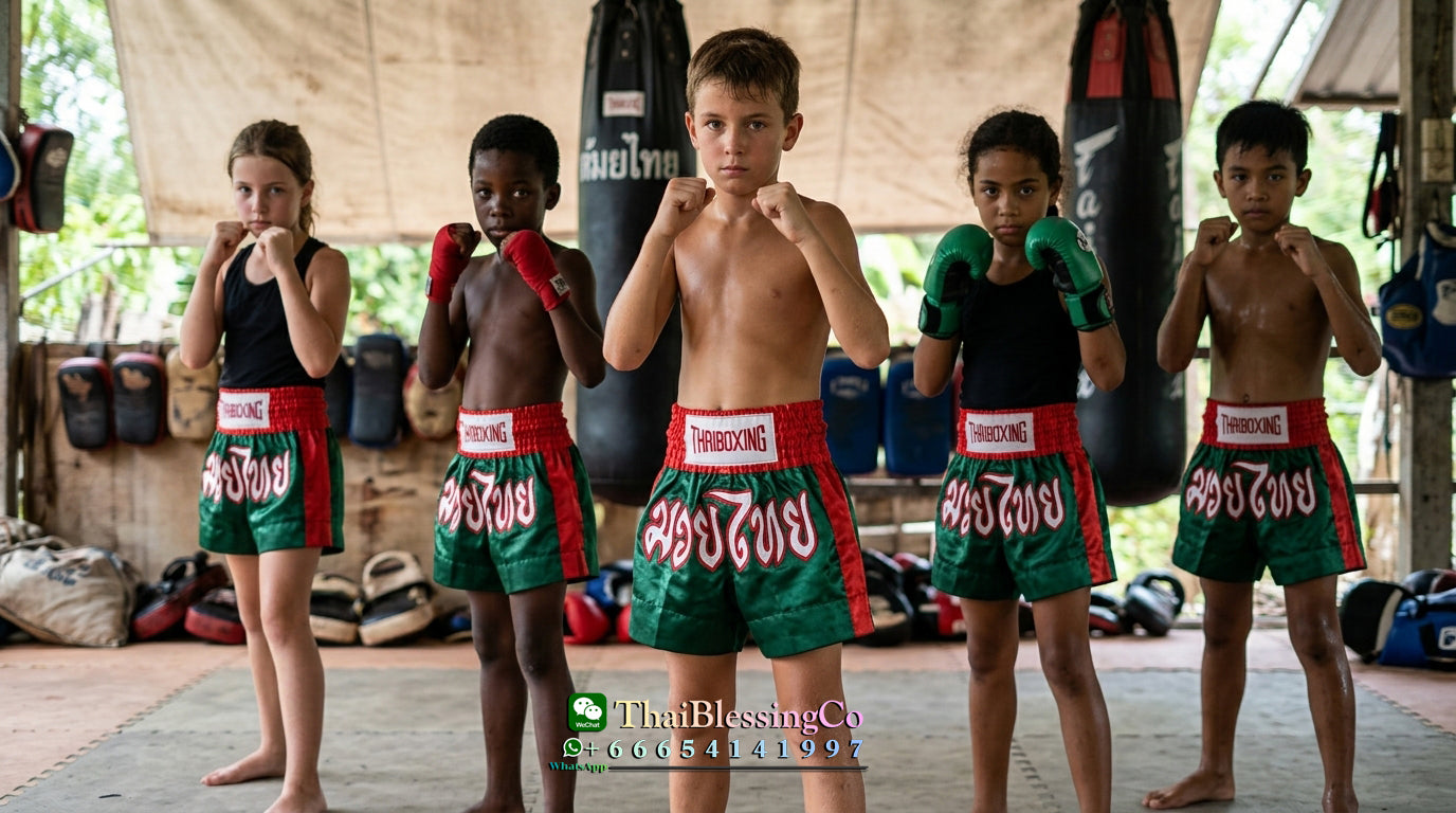 🥊The Apex Striker: Premium Side-Striped Muay Thai Shorts – Authentic Kanok Embroidered Satin Trunks, Quick-Dry Double-Layered Export Grade for Adults and Kids