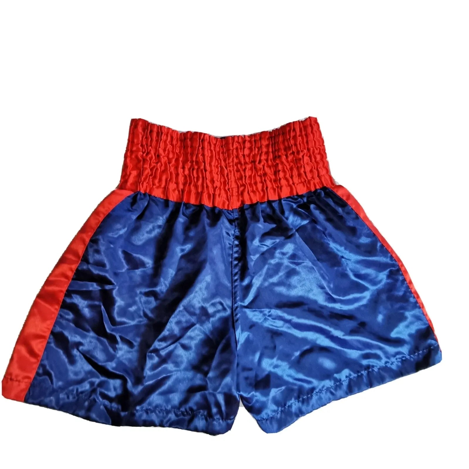 🥊The Apex Striker: Premium Side-Striped Muay Thai Shorts – Authentic Kanok Embroidered Satin Trunks, Quick-Dry Double-Layered Export Grade for Adults and Kids (Muay Thai shorts, blue.)