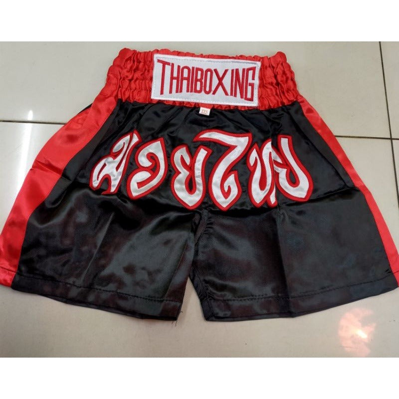 🥊The Apex Striker: Premium Side-Striped Muay Thai Shorts – Authentic Kanok Embroidered Satin Trunks, Quick-Dry Double-Layered Export Grade for Adults and Kids (Black Muay Thai shorts)