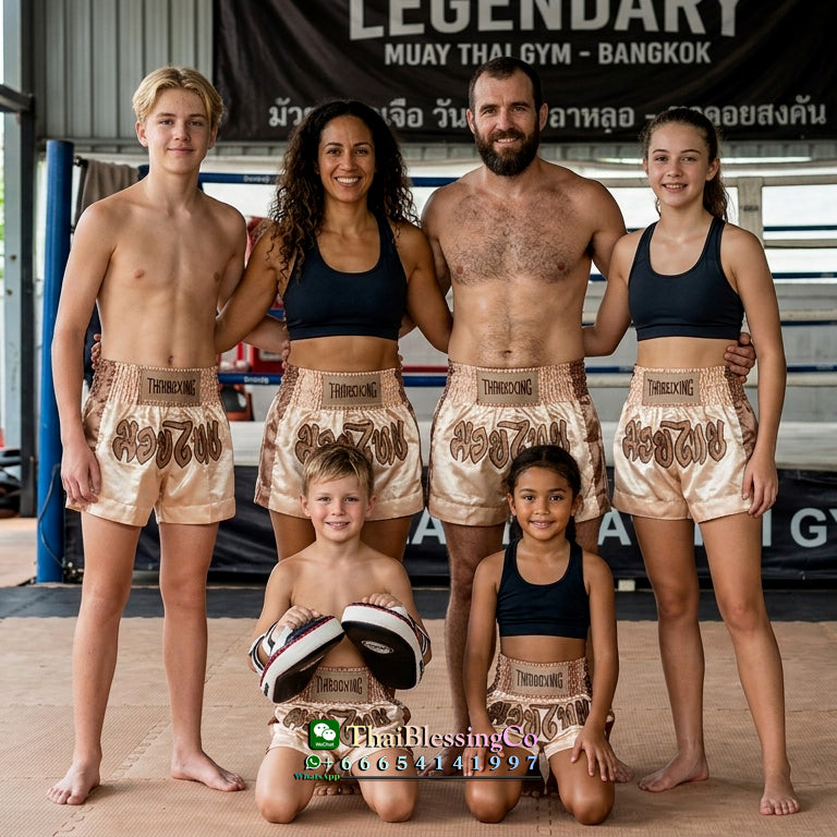 🥊The Apex Striker: Premium Side-Striped Muay Thai Shorts – Authentic Kanok Embroidered Satin Trunks, Quick-Dry Double-Layered Export Grade for Adults and Kids (Muay Thai shorts,Gold)