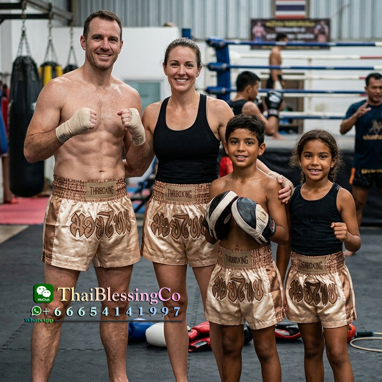 🥊The Apex Striker: Premium Side-Striped Muay Thai Shorts – Authentic Kanok Embroidered Satin Trunks, Quick-Dry Double-Layered Export Grade for Adults and Kids (Muay Thai shorts,Gold)
