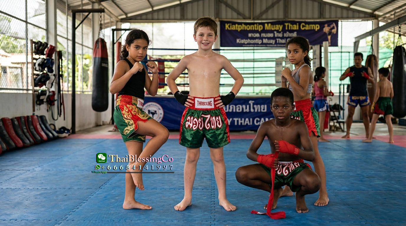 🥊The Apex Striker: Premium Side-Striped Muay Thai Shorts – Authentic Kanok Embroidered Satin Trunks, Quick-Dry Double-Layered Export Grade for Adults and Kids