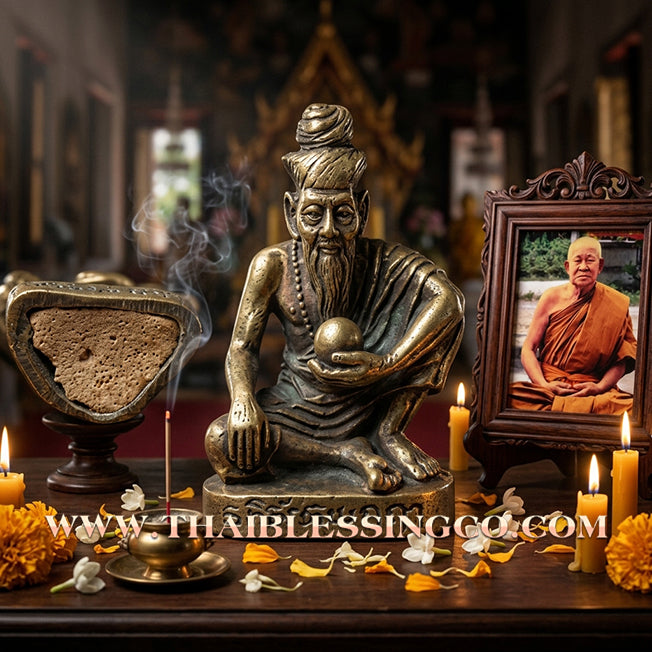 ✨ 🔮 The Architect of Destiny: Sacred 'Silver Ore' Ruesi Phet Chalu Kan by Luang Pho Prathueang (2001 Vintage) – The Ultimate Talisman for Reversing Bad Luck, Divine Protection, and Wish Fulfillment 🔮 ✨
