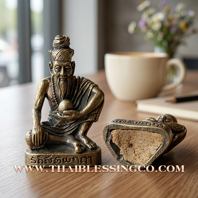 ✨ 🔮 The Architect of Destiny: Sacred 'Silver Ore' Ruesi Phet Chalu Kan by Luang Pho Prathueang (2001 Vintage) – The Ultimate Talisman for Reversing Bad Luck, Divine Protection, and Wish Fulfillment 🔮 ✨