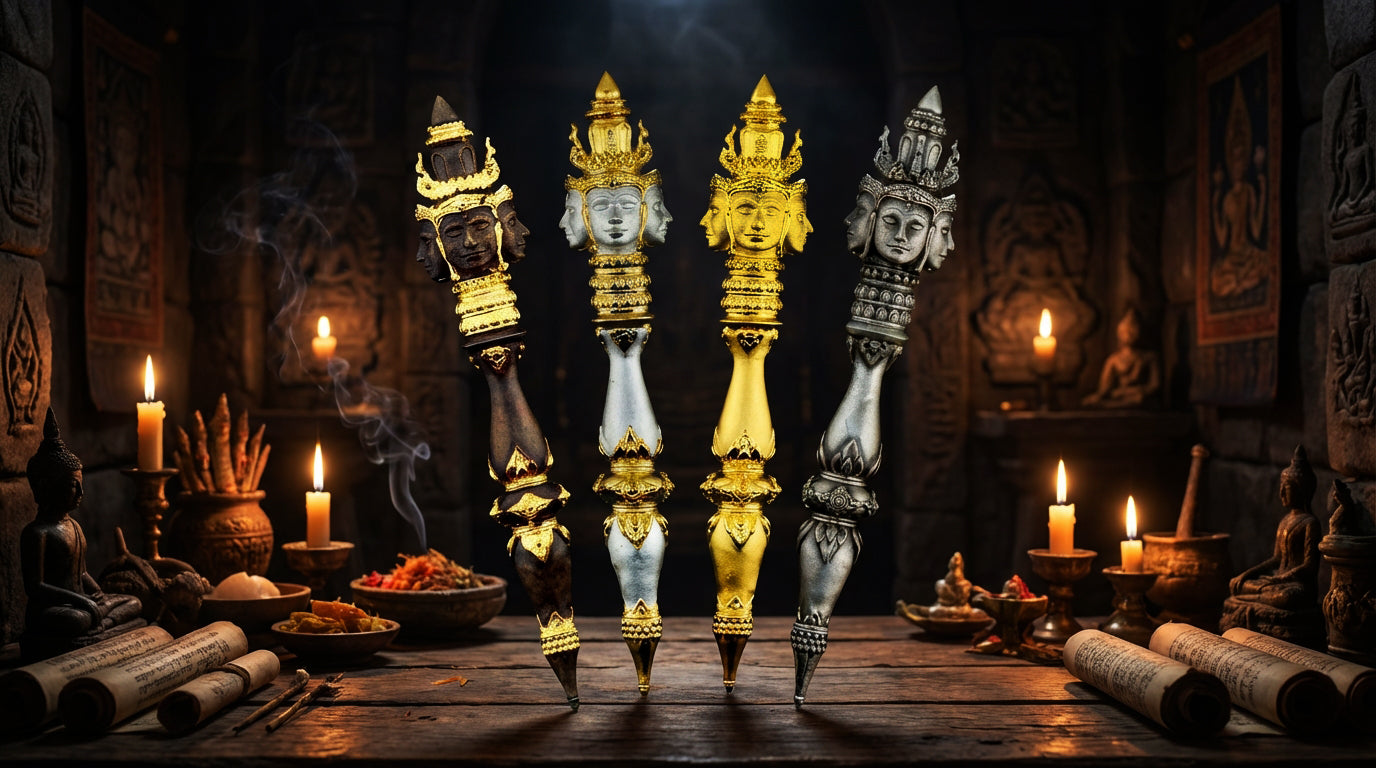 ✨ The Brahma Decree Magic Wand (Mai Kru Phrom Prakasit) B.E. 2568: Sacred Deva Treasure Edition for Commanding Success, Wealth Activation, and Absolute Protection by Kruba Baeng, Wat Ban Tanot (Power Size 4.7 cm)