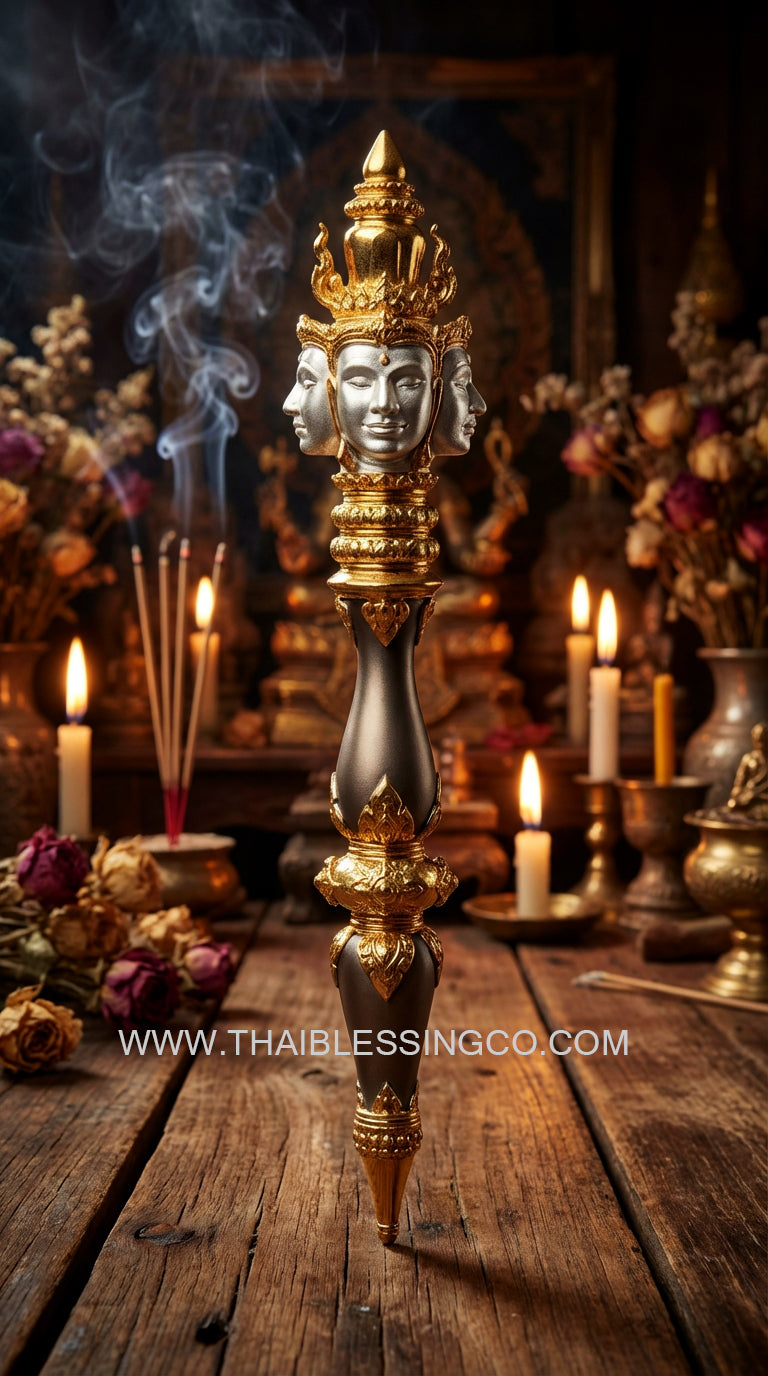 ✨ The Brahma Decree Magic Wand (Mai Kru Phrom Prakasit) B.E. 2568: Sacred Deva Treasure Edition for Commanding Success, Wealth Activation, and Absolute Protection by Kruba Baeng, Wat Ban Tanot (Power Size 4.7 cm)