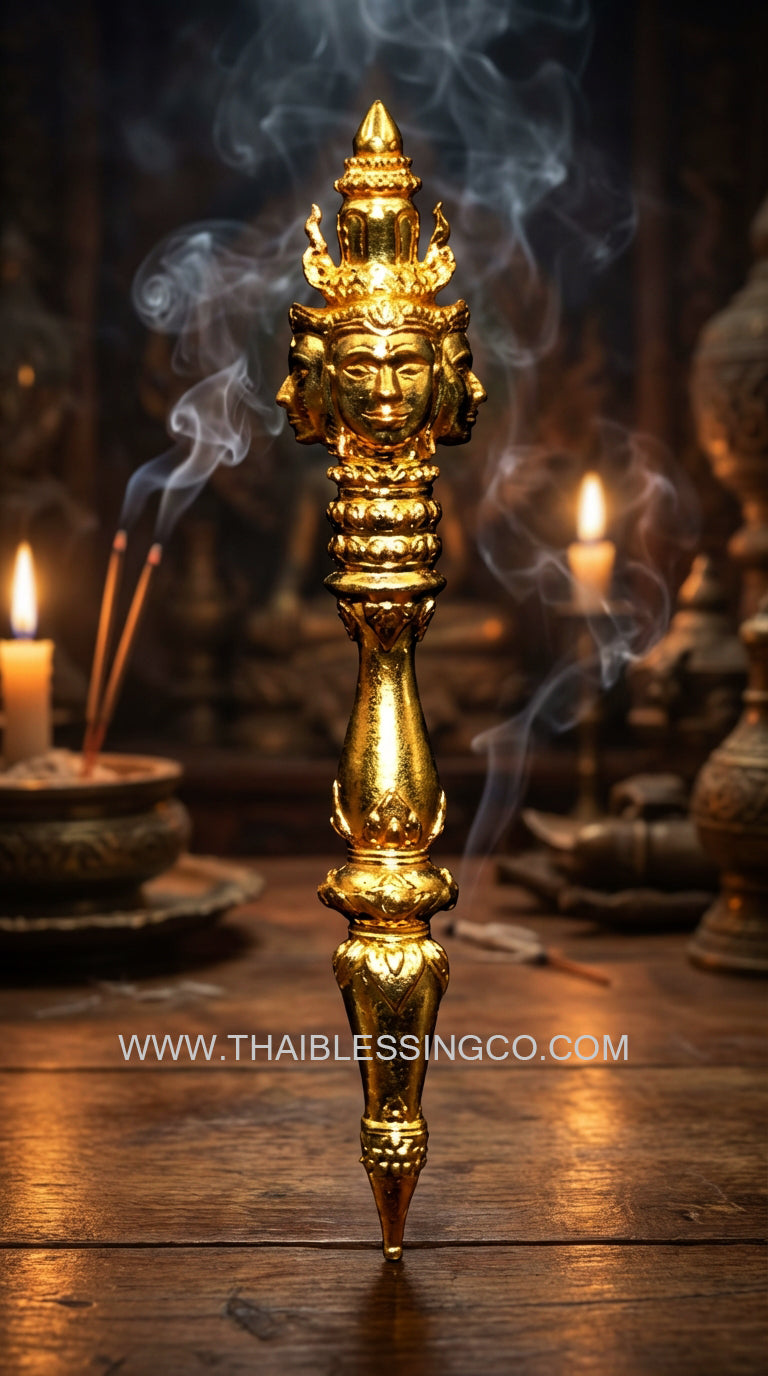 ✨ The Brahma Decree Magic Wand (Mai Kru Phrom Prakasit) B.E. 2568: Sacred Deva Treasure Edition for Commanding Success, Wealth Activation, and Absolute Protection by Kruba Baeng, Wat Ban Tanot (Power Size 4.7 cm)
