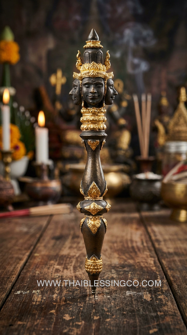 ✨ The Brahma Decree Magic Wand (Mai Kru Phrom Prakasit) B.E. 2568: Sacred Deva Treasure Edition for Commanding Success, Wealth Activation, and Absolute Protection by Kruba Baeng, Wat Ban Tanot (Power Size 4.7 cm)
