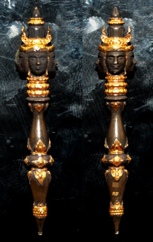 ✨ The Brahma Decree Magic Wand (Mai Kru Phrom Prakasit) B.E. 2568: Sacred Deva Treasure Edition for Commanding Success, Wealth Activation, and Absolute Protection by Kruba Baeng, Wat Ban Tanot (Power Size 4.7 cm) Gold-plated stone mortar