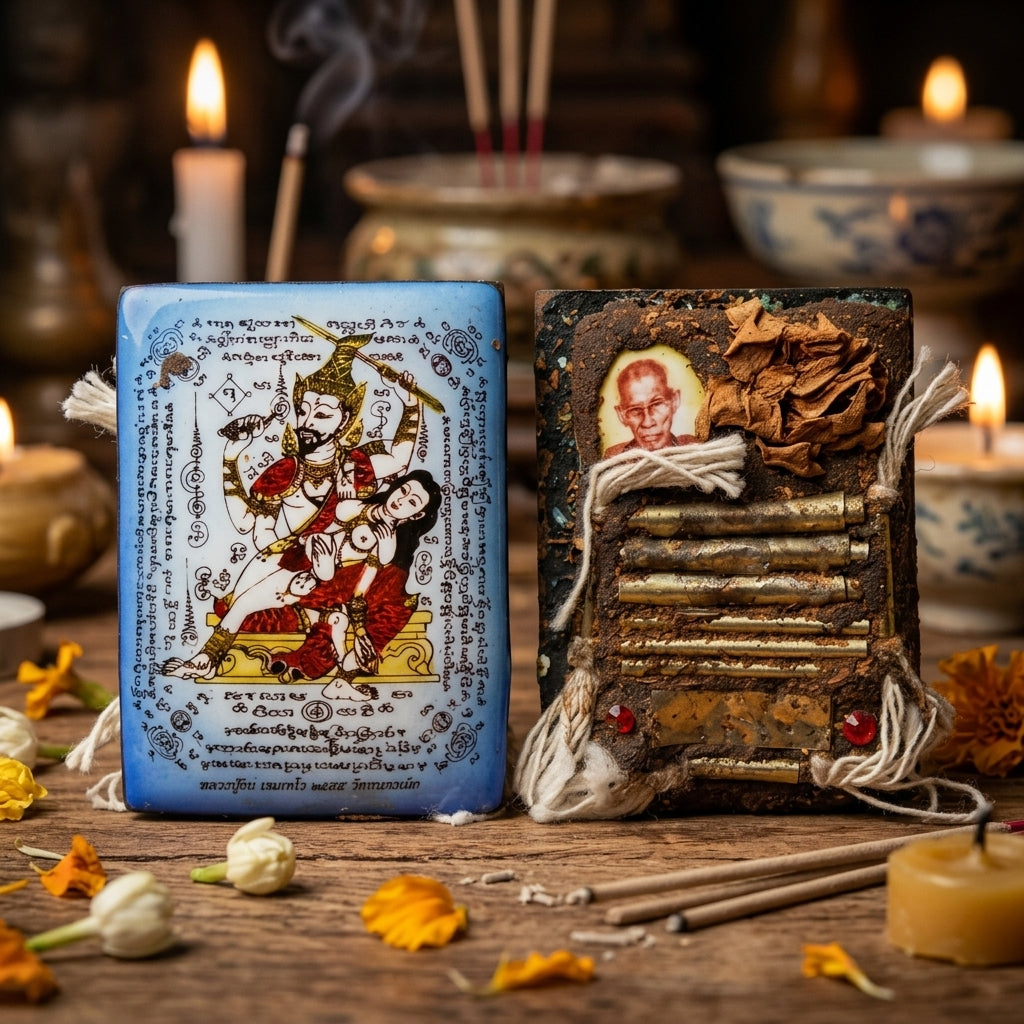 ✨ 🏹 The Celestial Enchanter: 'Phet Phayathorn' Blue Locket by Luang Pu In (2014 Masterpiece) – The Ancient Khmer Art of Supreme Charm and Divine Attraction 🏹 ✨