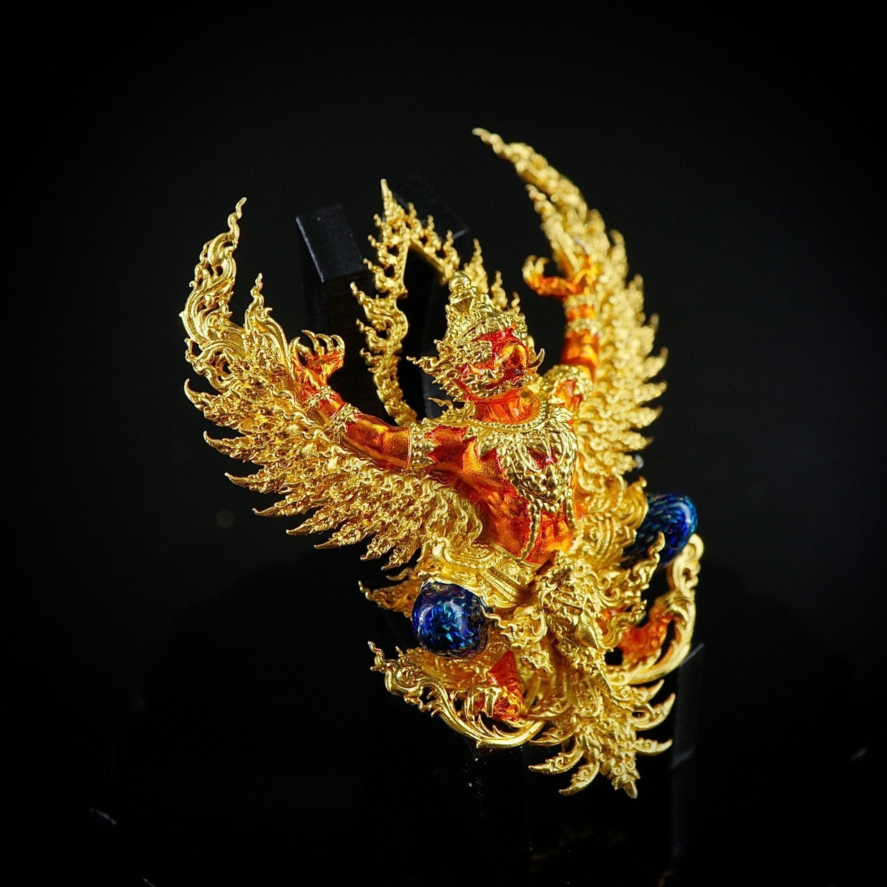 ✨ The Celestial Monarch: "Phaya Wentai" Royal Garuda Sculpture – Gold-Plated Bronze with Sacred Orange Enamel for Supreme Authority & Career Breakthrough
