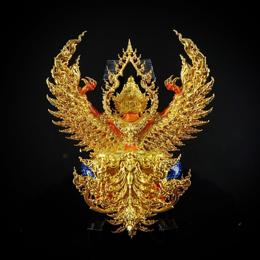 ✨ The Celestial Monarch: "Phaya Wentai" Royal Garuda Sculpture – Gold-Plated Bronze with Sacred Orange Enamel for Supreme Authority & Career Breakthrough