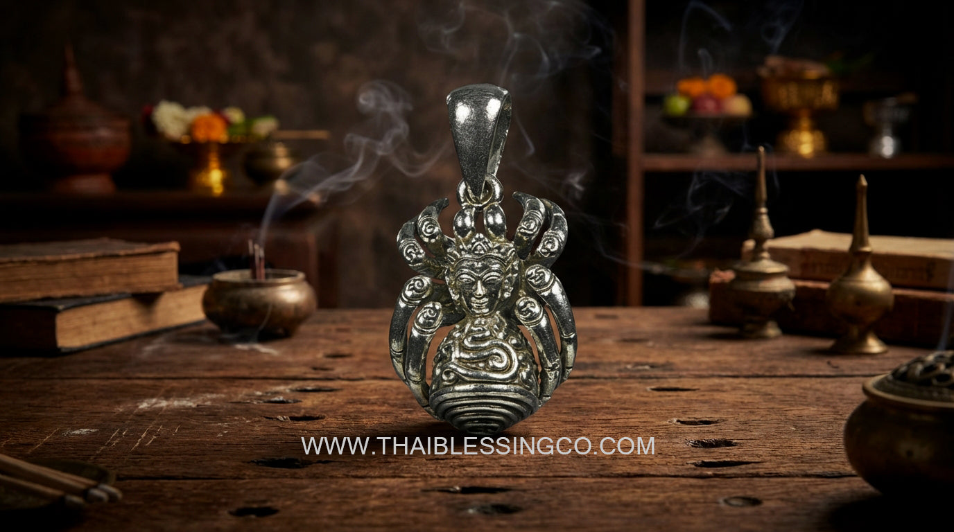 🕷️ The Celestial Weaver: Narayana 8-Armed Wealth Spider – Rare "Satang Kru" Silver Edition by Tu Chao Pu Wa Ling (2025)