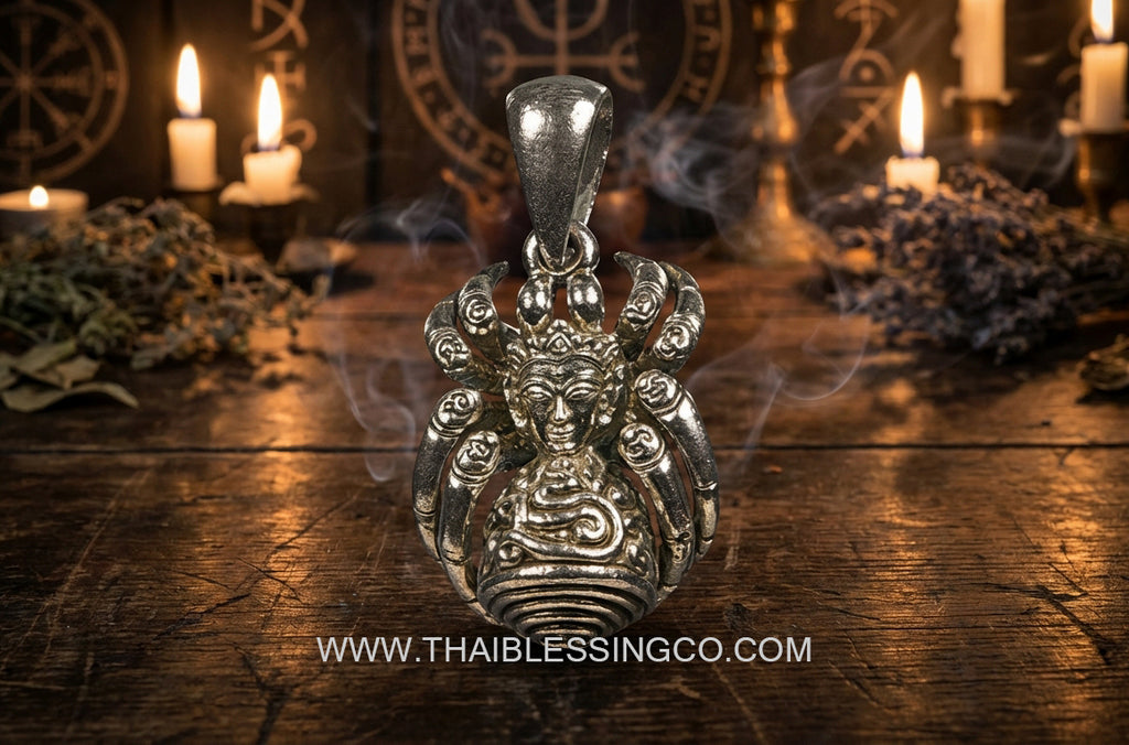 🕷️ The Celestial Weaver: Narayana 8-Armed Wealth Spider – Rare "Satang Kru" Silver Edition by Tu Chao Pu Wa Ling (2025)