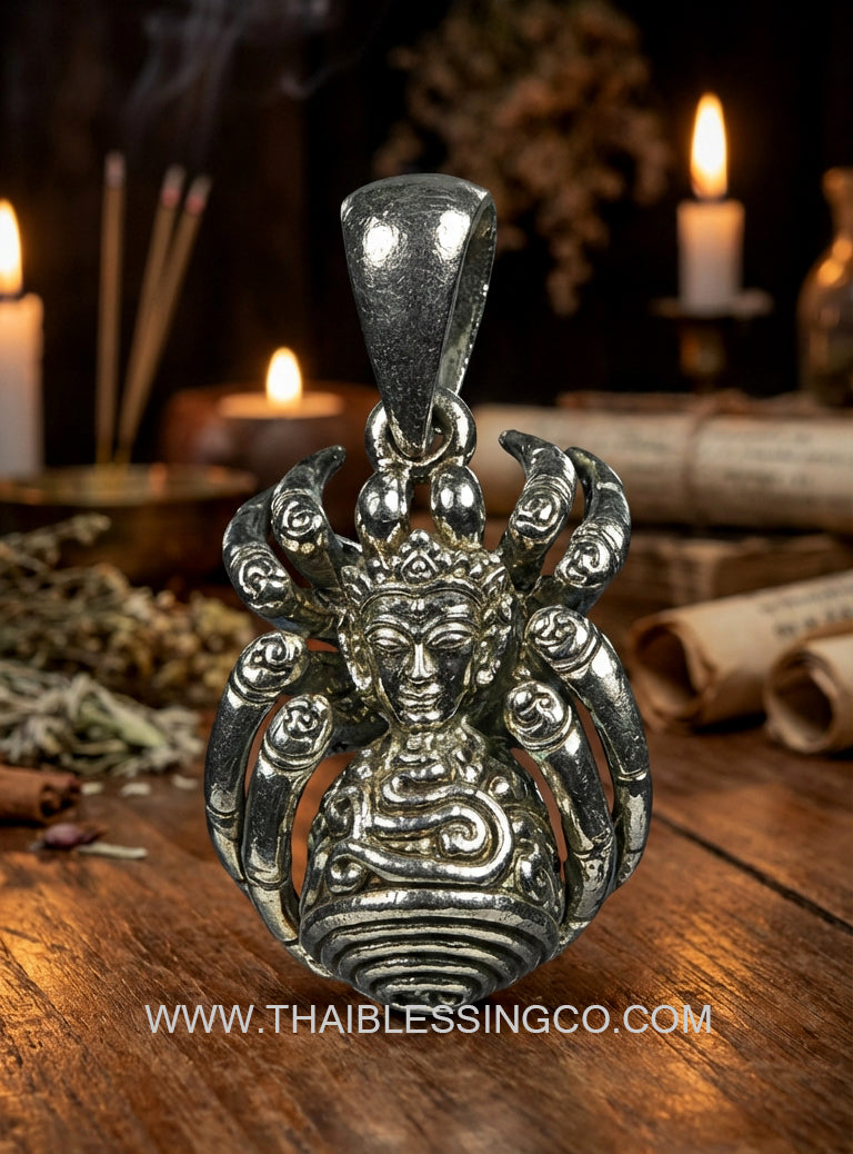 🕷️ The Celestial Weaver: Narayana 8-Armed Wealth Spider – Rare "Satang Kru" Silver Edition by Tu Chao Pu Wa Ling (2025)
