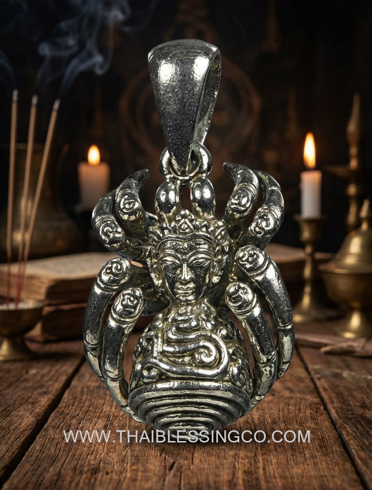 🕷️ The Celestial Weaver: Narayana 8-Armed Wealth Spider – Rare "Satang Kru" Silver Edition by Tu Chao Pu Wa Ling (2025)