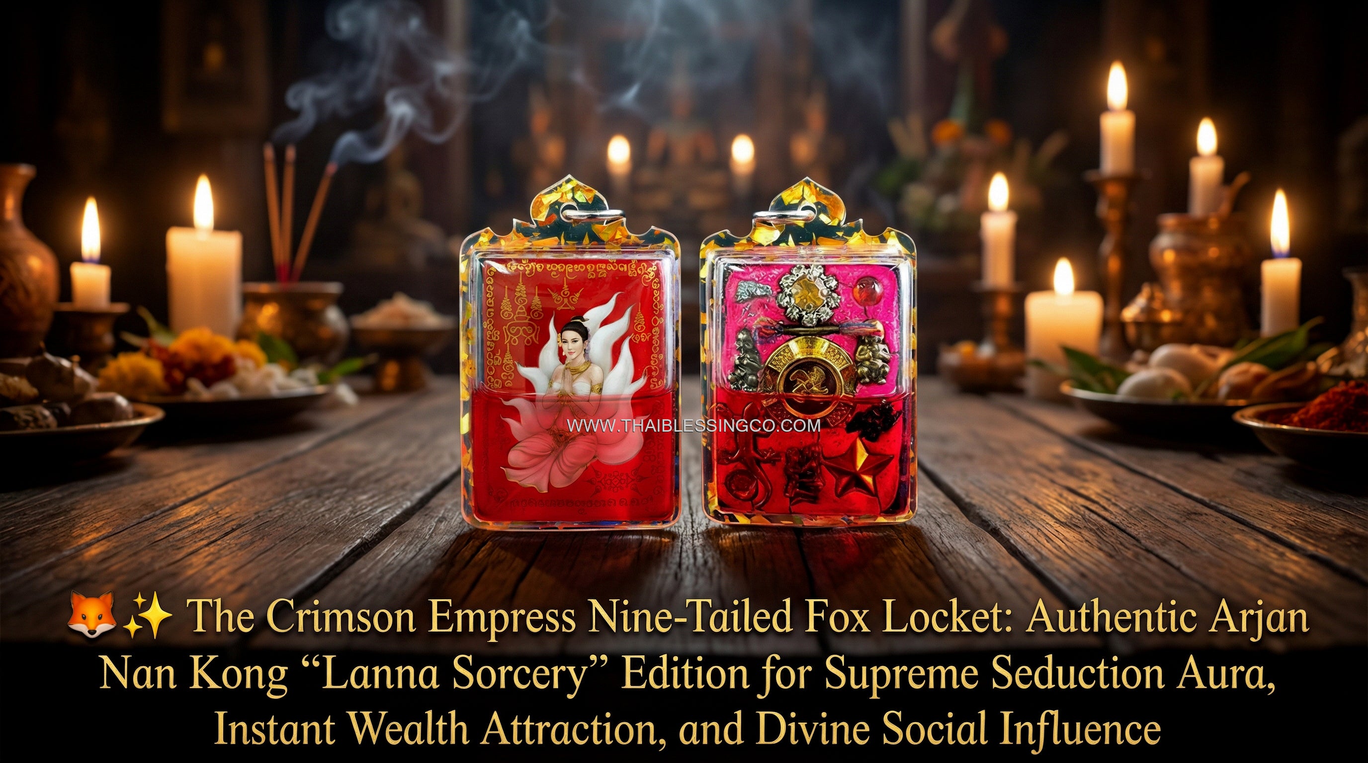 ✨ The Crimson Empress Nine-Tailed Fox Locket: Authentic Arjan Nan Kong "Lanna Sorcery" Edition for Supreme Seduction Aura, Instant Wealth Attraction, and Divine Social Influence