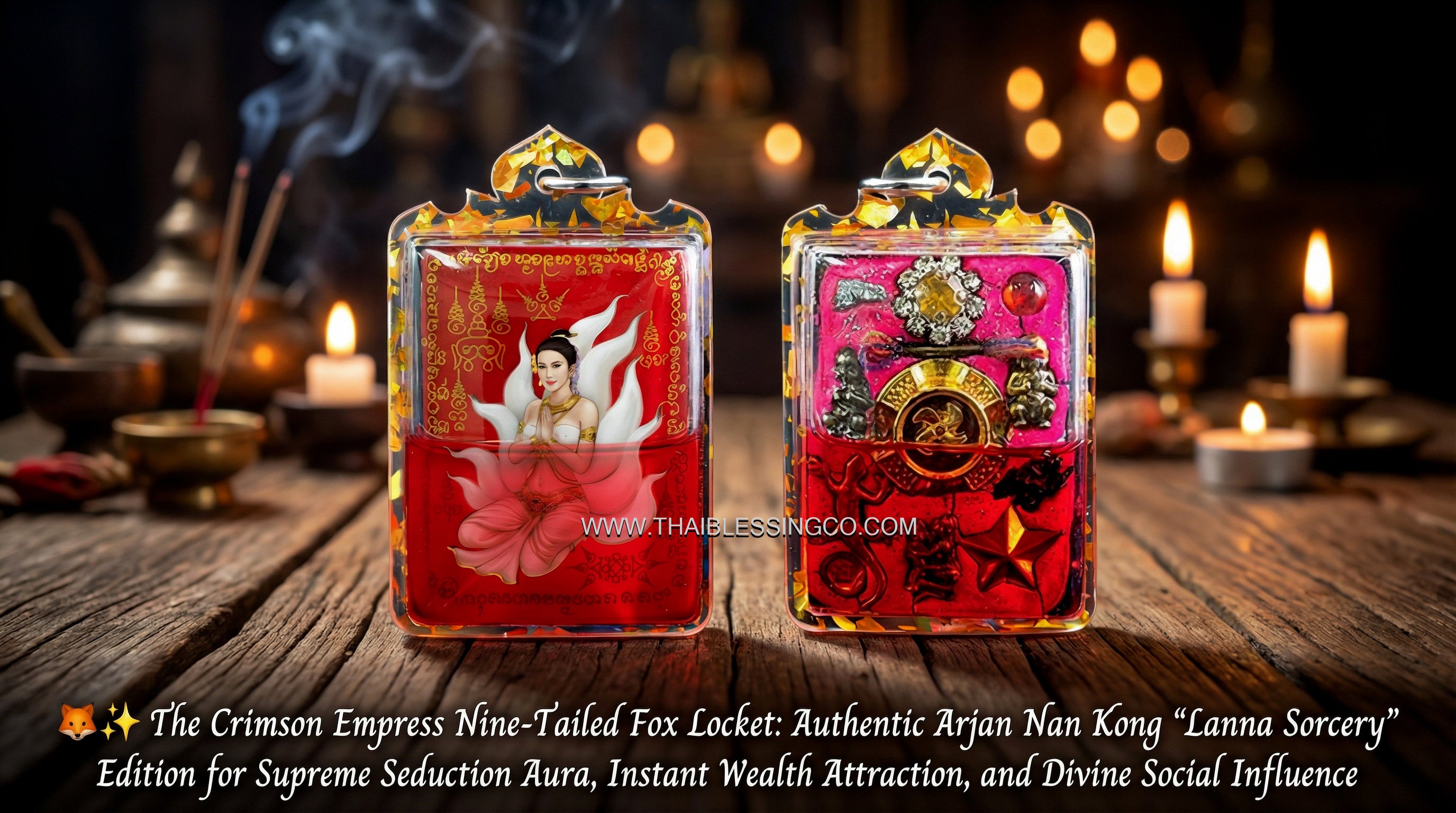 ✨ The Crimson Empress Nine-Tailed Fox Locket: Authentic Arjan Nan Kong "Lanna Sorcery" Edition for Supreme Seduction Aura, Instant Wealth Attraction, and Divine Social Influence