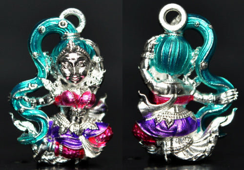 ✨ The Divine Phra Mae Thorani 'The Goddess of the Land' B.E. 2568 Sacred Thai Earth Mother Statuette for Absolute Prosperity, Victory Over Obstacles, and Financial Grounding by Phra Ajarn Danupon, Wat Huay Nae (Portable Miracle Size 1.5 x 2.1 cm) Mother Earth statue bronze plated with silver and enameled.