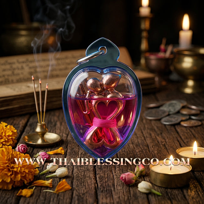 ✨ 💖 The Eternal Embrace: Sacred 'In-Koo Sud-Sawat' Golden Brass Love Charm in Moonlight-Consecrated 'Sao Long' Attraction Oil by Luang Ta Ruam (2018 Edition) – The Ultimate Soulmate Magnet, Business Charisma, and Irresistible Aura 💖 ✨