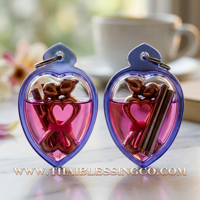 ✨ 💖 The Eternal Embrace: Sacred 'In-Koo Sud-Sawat' Golden Brass Love Charm in Moonlight-Consecrated 'Sao Long' Attraction Oil by Luang Ta Ruam (2018 Edition) – The Ultimate Soulmate Magnet, Business Charisma, and Irresistible Aura 💖 ✨