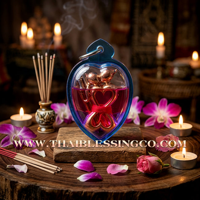 ✨ 💖 The Eternal Embrace: Sacred 'In-Koo Sud-Sawat' Golden Brass Love Charm in Moonlight-Consecrated 'Sao Long' Attraction Oil by Luang Ta Ruam (2018 Edition) – The Ultimate Soulmate Magnet, Business Charisma, and Irresistible Aura 💖 ✨