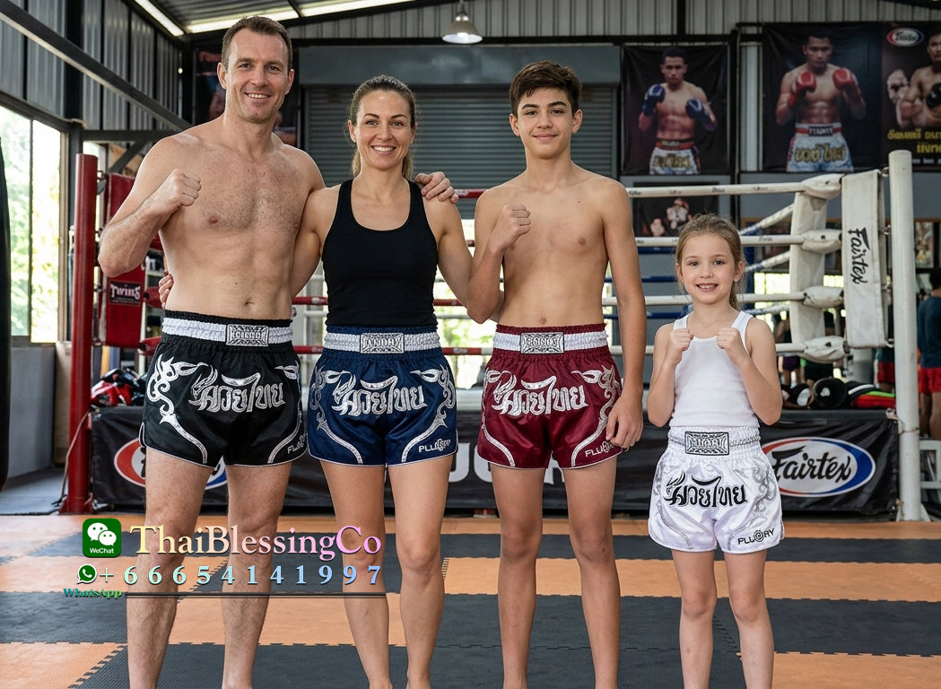 🏮 The FLUORY Elite Strike: Professional Muay Thai & Kickboxing Shorts – High-Performance Satin MMA Trunks for Competition and Combat Training, Unisex Design for Men, Women, and Kids (Black Muay Thai shorts)