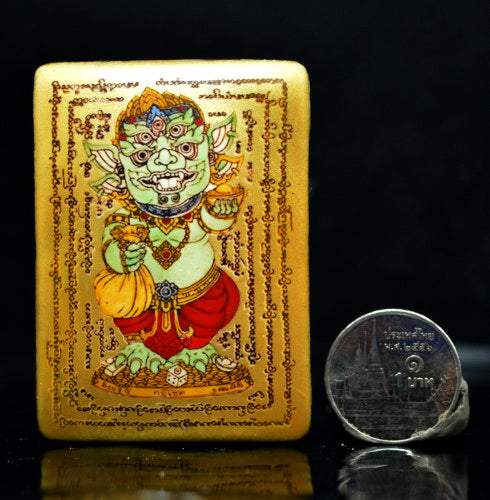 👑 The Golden Emperor: Jumbo Phaya Sihuhata "Overflowing Riches" Locket (Gold Background) - Kruba Khamfan 2026