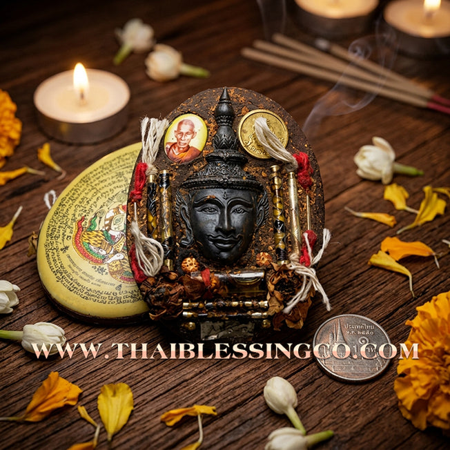 ✨ 🏆 The Golden Emperor of Attraction: 'Phet Phayathorn' Super Jumbo Locket (Gold Edition) by Luang Pu In (2014) – The Pinnacle of Khmer Royal Charm 🏆 ✨