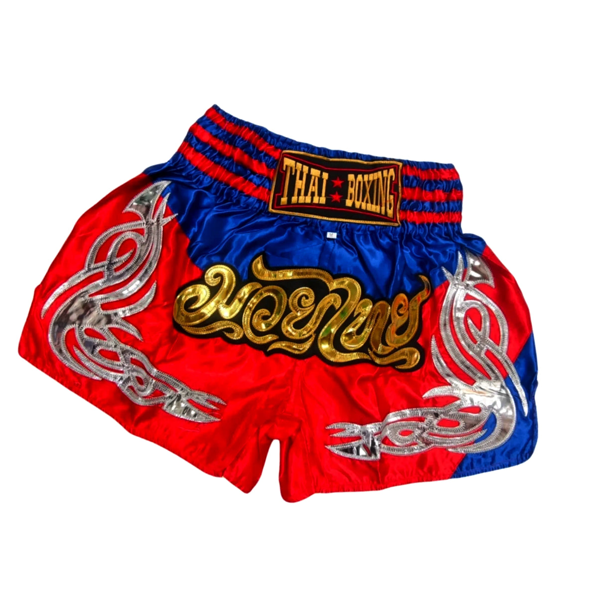 🥊 The Heritage Elite: Authentic Premium Satin Muay Thai Shorts – Ultra-Soft High-Gloss Boxing Trunks, Handcrafted Multi-Size Elastic Waistband, Factory-Direct Export Grade for Adults and Kids (Red and blue Muay Thai shorts)