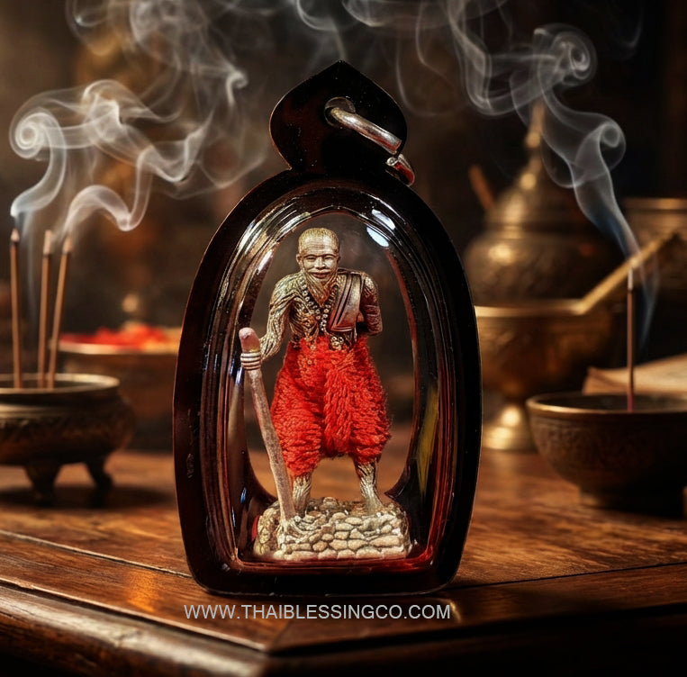 ✨ The Immortal Guardian Luang Pu Thuat Thong: Sacred Silver-Satin Ngern Yuang Edition B.E. 2567 by Phra Ajarn Rarasiri, Wat Phu Khao Thong (Miracle Size 1.5 x 3.0 cm)