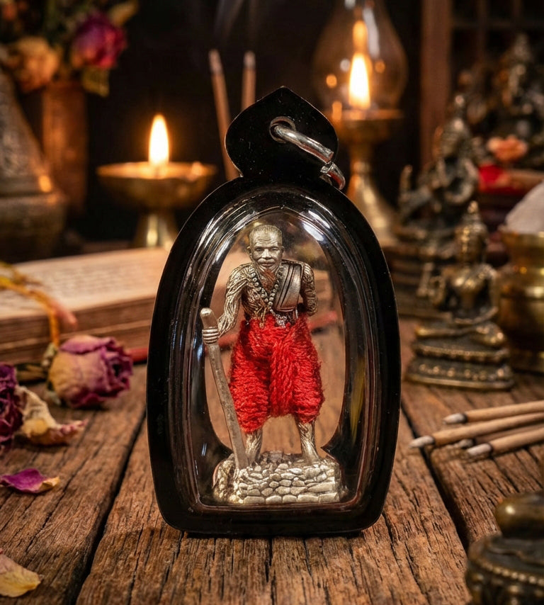 ✨ The Immortal Guardian Luang Pu Thuat Thong: Sacred Silver-Satin Ngern Yuang Edition B.E. 2567 by Phra Ajarn Rarasiri, Wat Phu Khao Thong (Miracle Size 1.5 x 3.0 cm)
