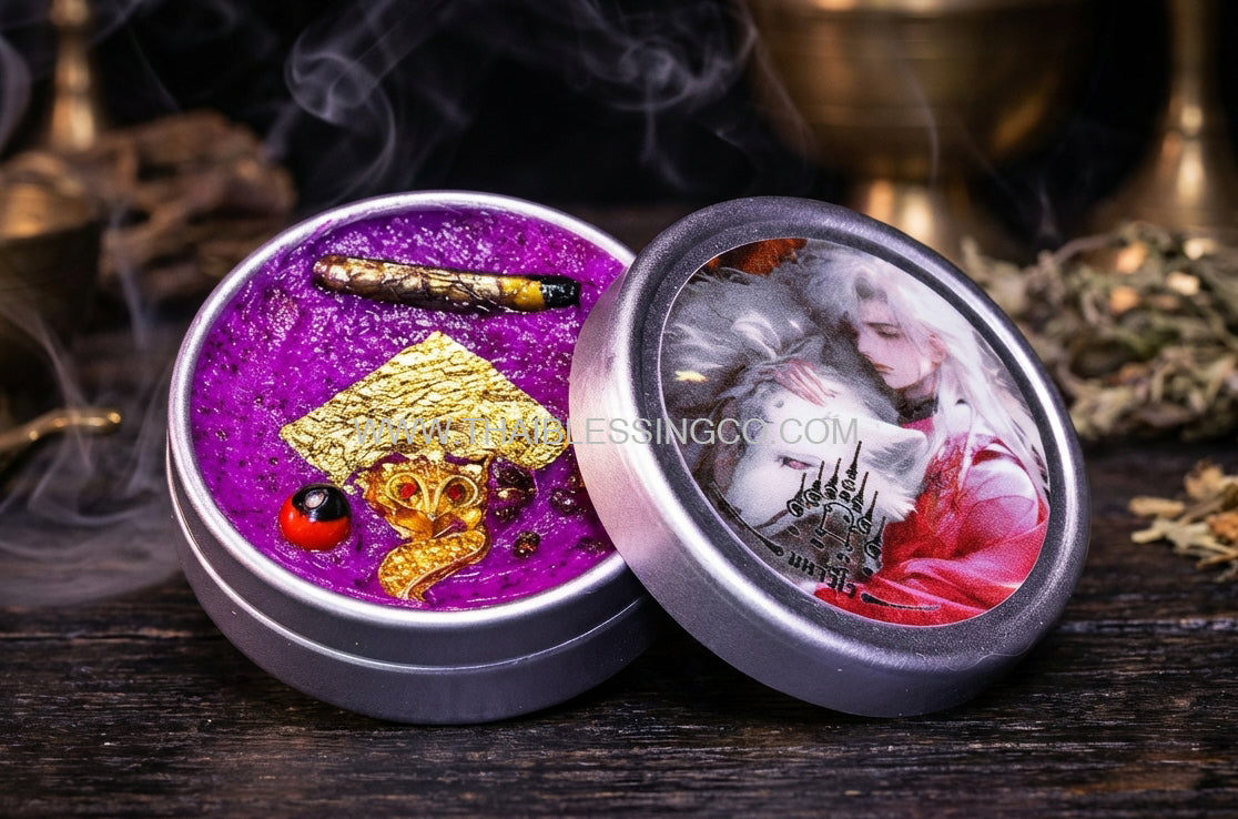 ✨ The Nine-Tailed Fox Prince Saneh Jan Alchemy Wax B.E. 2568: Supreme Masculine Attraction Balm for Gay, Queer & Men, Infused with Snake Skin Takrut & 108 Sacred Victory Waxes by Phra Ajarn Amnat Mahaveero (4.0 cm Limited Edition)