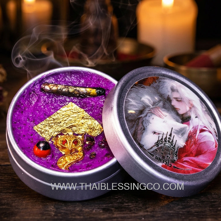 ✨ The Nine-Tailed Fox Prince Saneh Jan Alchemy Wax B.E. 2568: Supreme Masculine Attraction Balm for Gay, Queer & Men, Infused with Snake Skin Takrut & 108 Sacred Victory Waxes by Phra Ajarn Amnat Mahaveero (4.0 cm Limited Edition)